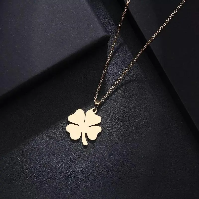 Gold-plated four-leaf clover pendant on a fine cable chain